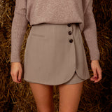 VIXIE TAUPE BUTTON SKORT