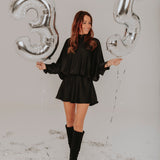 MAGIC NIGHT BLACK SATIN DRESS