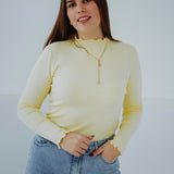 EUPHORIA YELLOW RUFFLE LONGSLEEVE TOP
