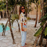 SARDINES ECRU SUMMER PRINT BLOUSE