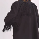 JOLENE BLACK FRINGE BLAZER