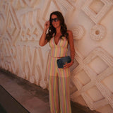 LAAYOUNE MULTICOLOR PASTEL CROCHET HALTER TOP