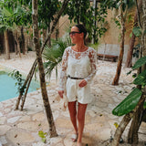 ALEGRIA ECRU FLOWER BLOUSE