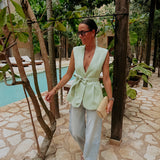 CRUSH CLUB MINT GREEN SLEEVELESS BLAZER