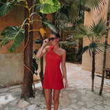 BESAME RED ONE SHOULDER DRESS