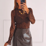 RUTH BROWN LACE LONGSLEEVE TOP