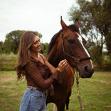 AUBURN BROWN LACE ONE SHOULDER TOP