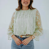 ARIANA MINT LACE BLOUSE