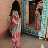 NOURIA RED STRIPED TWO-PIECE SET
