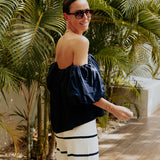 HOLA DARK BLUE OFF SHOULDER TOP