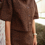 ROAR READY BROWN LEOPARD BLOUSE