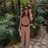 PRE-ORDER ELION BROWN/BEIGE STRIPED TWO-PIECE SET