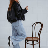 RIANNE DARK BLUE LEATHER JACKET