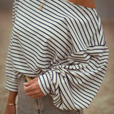 PRE-ORDER ASTER ECRU/DARK BLUE STRIPED LONGSLEEVE SHIRT