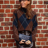 BRISTOL DARK BLUE/BROWN ARGYLE SWEATER