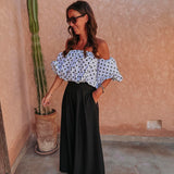 AICHA WHITE POLKADOTS OFF SHOULDER BLOUSE