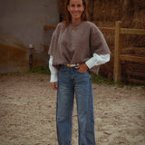 PENNIE TAUPE SWEATER BLOUSE