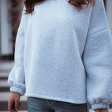 PURE SENSE GREY SWEATER - DARK BLUE LETTERS