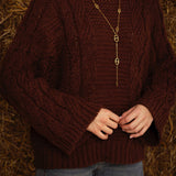 AVERY BROWN CABLE KNIT SWEATER