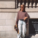 ADDISON BROWN STUDS BLOUSE