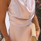 MIJAS LIGHT PINK LACE SATIN DRESS