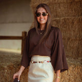 ONYX BROWN BUTTON SWEATER