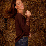 KODA BROWN LACE V-NECK PULL