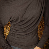 WAVERLY DARK GREY DRAPED LONGSLEEVE SHIRT