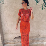 KHALILA TERRACOTTA CROCHET TWO-PIECE SET