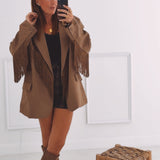 JOLENE TAUPE FRINGE BLAZER