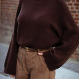 MACKENZIE BROWN KNIT SWEATER