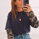GRETA DARK BLUE ARMY LONGSLEEVE SHIRT