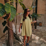 ENSENADA LIGHT YELLOW DENIM DRESS