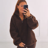 HELLO FALL BROWN TEDDY SWEATER