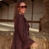 THELMA BROWN RUFFLE DRESS