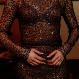 GLITTER BOMB BROWN SEQUIN BLOUSE