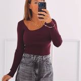 CAMELIA BURGUNDY RIBBED LONGSLEEVE SHIRT