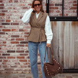 HAISLEY TAUPE SLEEVELESS BLAZER