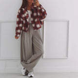 ALEXIS RED CHECKERED ZIP JACKET