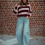 ZAYA BORDEAUX ROLLNECK STRIPED SWEATER