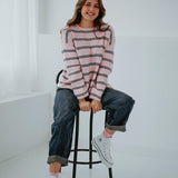 PRE-ORDER DANIQUE PINK STRIPED KNIT SWEATER