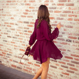 IVY BURGUNDY RUFFLE DRESS