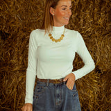 LILIBETH WHITE LONGSLEEVE TURTLENECK SHIRT