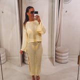 ALMUDENA YELLOW CROCHET TWO-PIECE SET