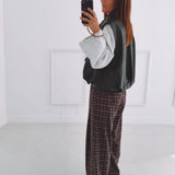 ODETTA KHAKI WOVEN LEATHER JACKET