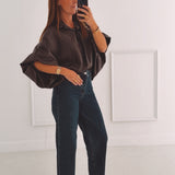 SAVANNAH BROWN LEATHER BLOUSE