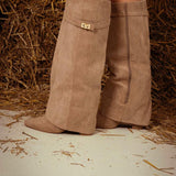 PAGE BEIGE SUEDE FOLD OVER BOOTS