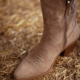 AMOS BEIGE COWBOY SUEDE BOOTS