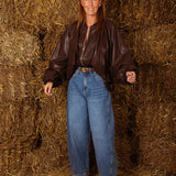 FAYLENE BROWN LEATHER ZIP JACKET