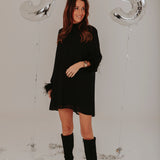 BORN TO PARTY BLACK FEATHER DRESS